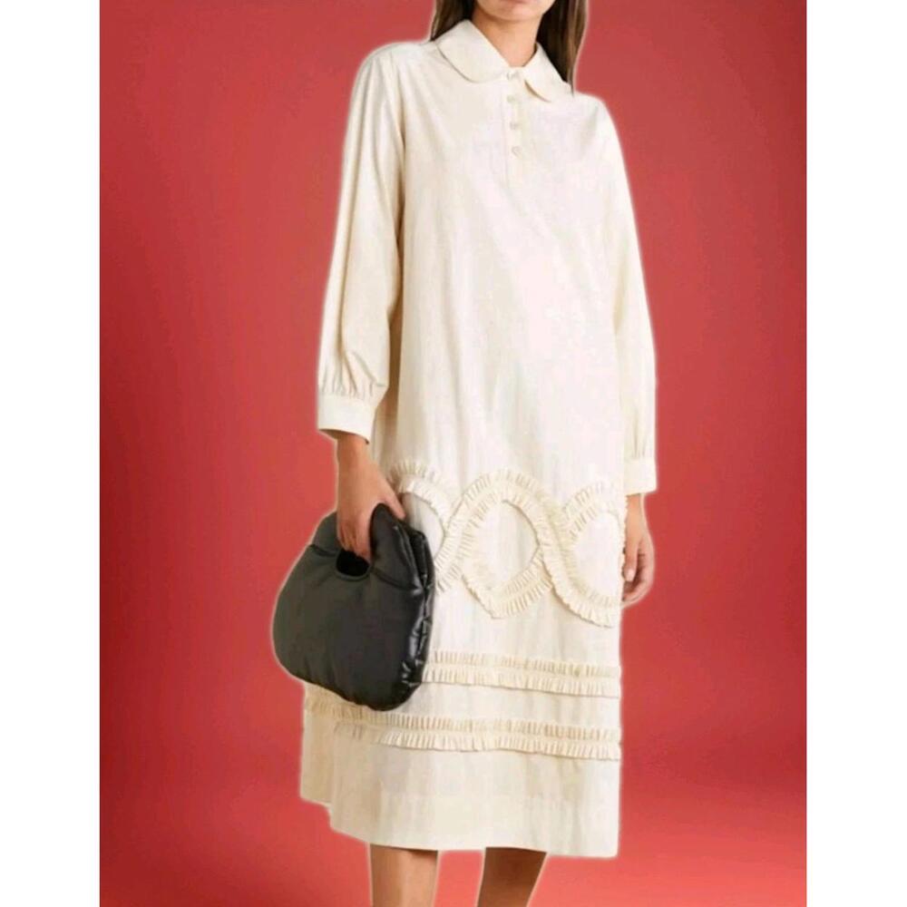 MINJUKIM Cream Size 38/US 6 Ruffled Tunic Maxi DRESS #C